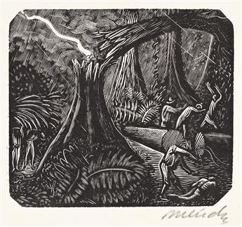 LEOPOLDO MÉNDEZ Group of 4 wood engravings.